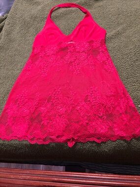 Red Lace Halter Chemise